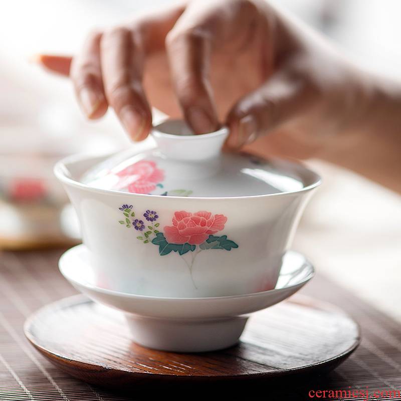 Liling porcelain porcelain tea set MAO ceramic kung fu tea set under the glaze color hand - made gift set four seasons flower teapot teacup