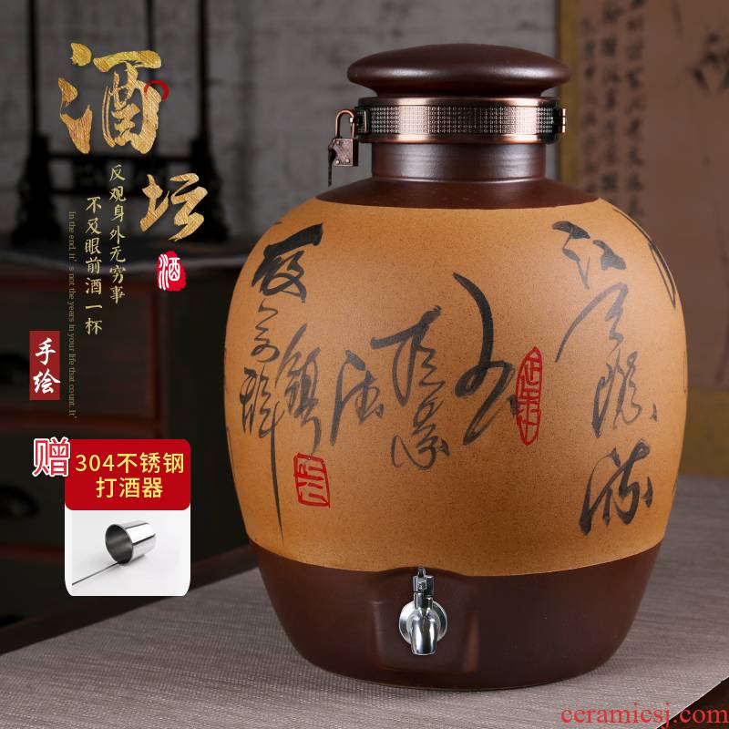 Jingdezhen jar hand - made archaize seal pot 10 jins 20 jins 50 kg to brew wine possession of domestic wine bottles