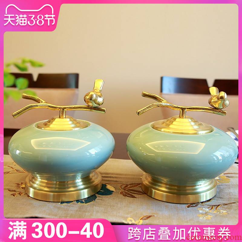 European creative home furnishing articles ceramic storage tank sitting room porch of new Chinese style wine TV ark, decoration ornament