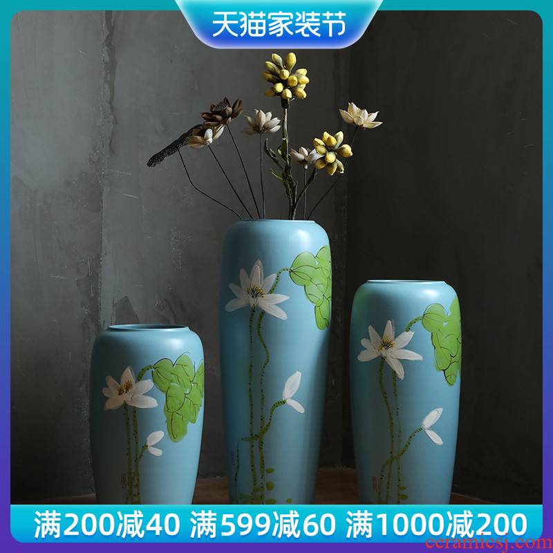 Jingdezhen ceramic vase furnishing articles sitting room porch hand - made vases contracted household adornment style floor vase