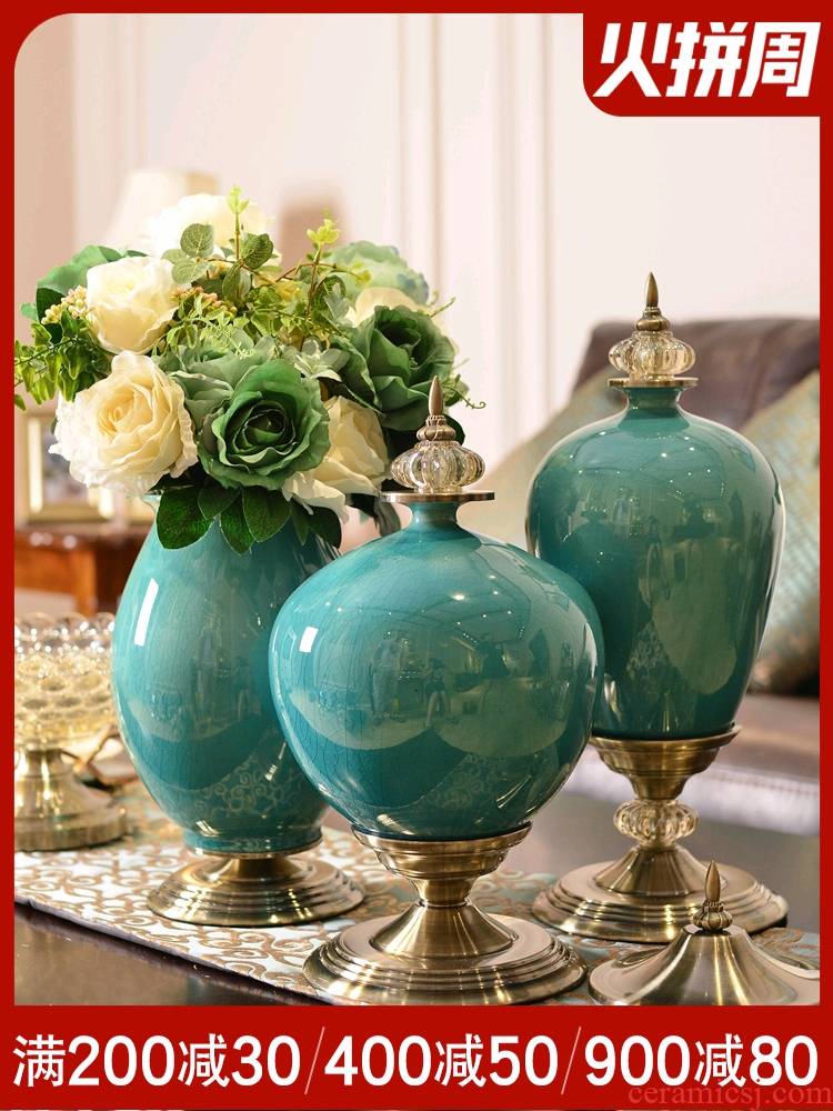 Light European - style key-2 luxury furnishing articles ceramic vase American modern household act the role ofing is tasted, the sitting room porch TV cabinet table decorations