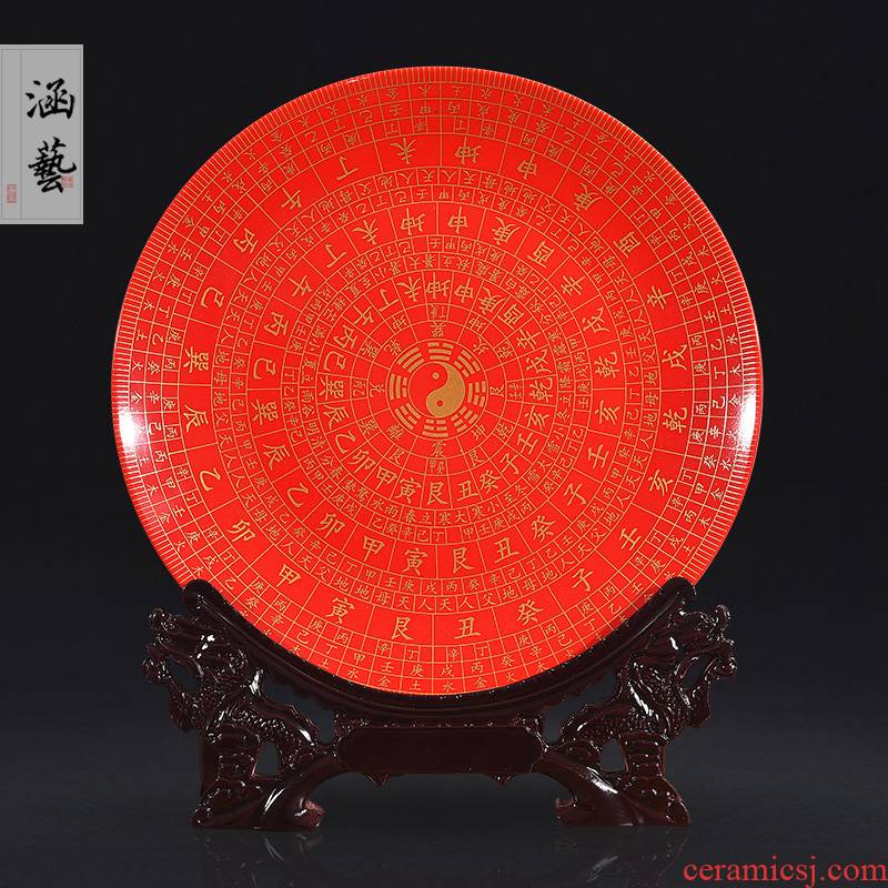 Jingdezhen ceramics powder enamel eight diagrams to decorate dish by dish hang dish of new Chinese style living room porch handicraft furnishing articles