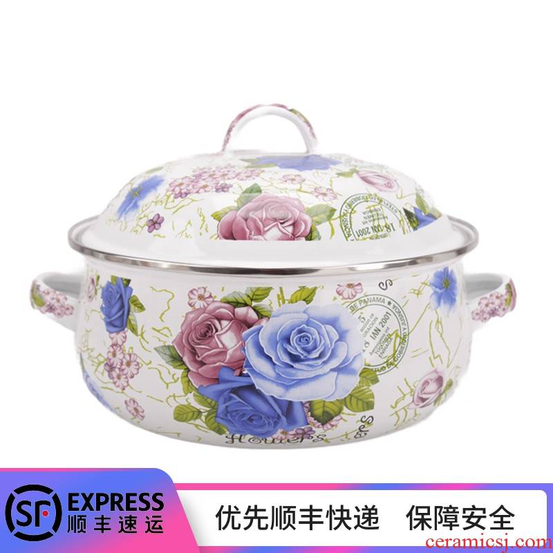 16-24 with freight insurance 】 【 enamel pot with double ear mercifully induction cooker with rainbow such as bowl of fruit salad bowl