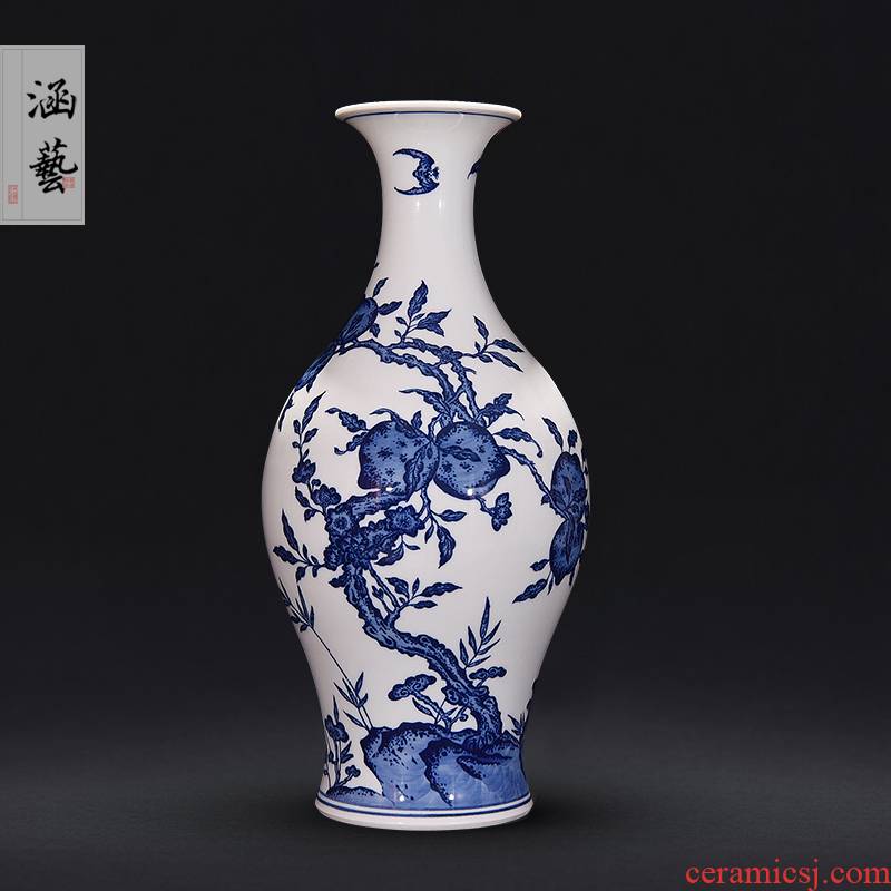 Jingdezhen ceramic vases, flower arranging new sitting room of Chinese style imitation antique hand - made of blue and white porcelain decoration handicraft furnishing articles