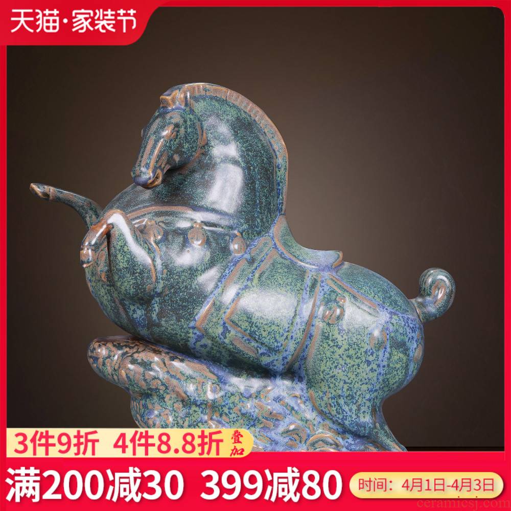 Jingdezhen porcelain antique bronze horse its porcelain ceramic furnishing articles study the sitting room of Chinese style household decorative arts and crafts