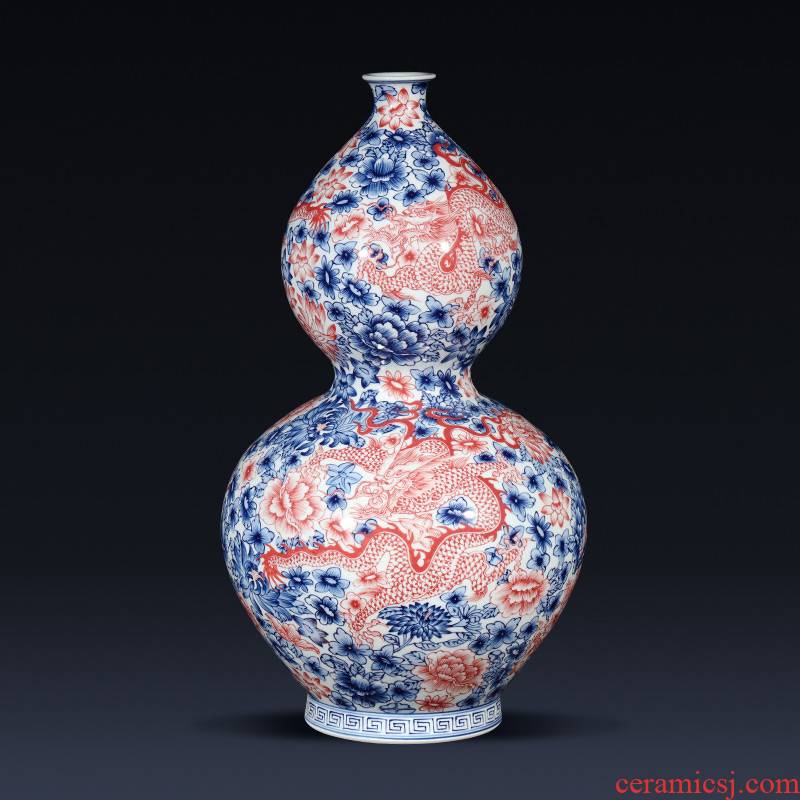 Imitation of qianlong hand - made porcelain of jingdezhen ceramics youligong gourd vases, Chinese style living room decorations furnishing articles