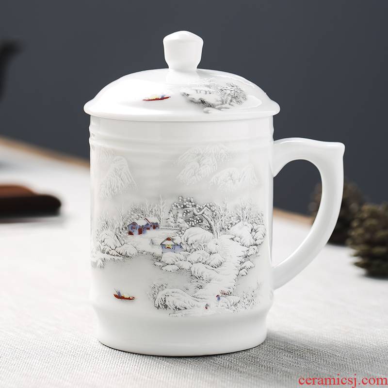 Jingdezhen ceramic cups with cover glass mugs domestic large capacity office personal custom make tea cup