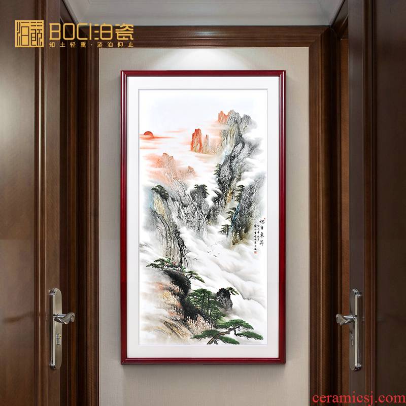 Jingdezhen ceramic hand - made modern famous porcelain plate painting the sunrise home sitting room decorates porch mural furnishing articles