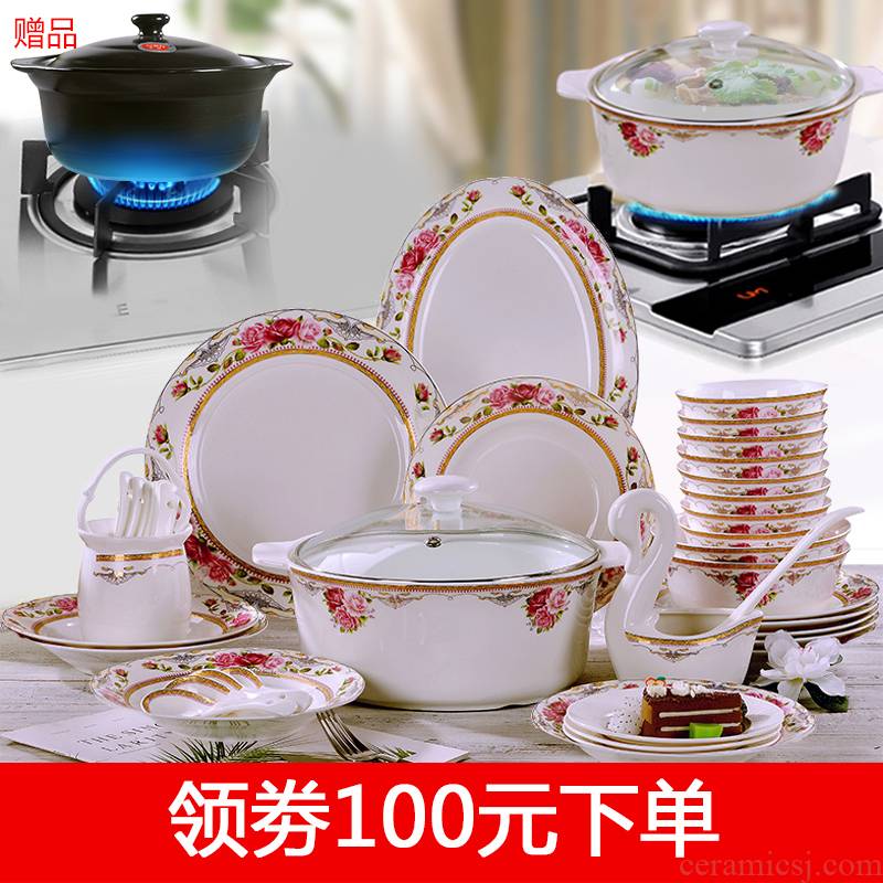 Jingdezhen ceramics tableware 60 head snowy flowers ipads porcelain tableware suit dishes suit dish plate