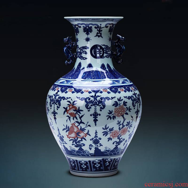 Blue and white porcelain vases, flower arrangement of jingdezhen ceramics furnishing articles sitting room of Chinese style restoring ancient ways is household decorations arts and crafts