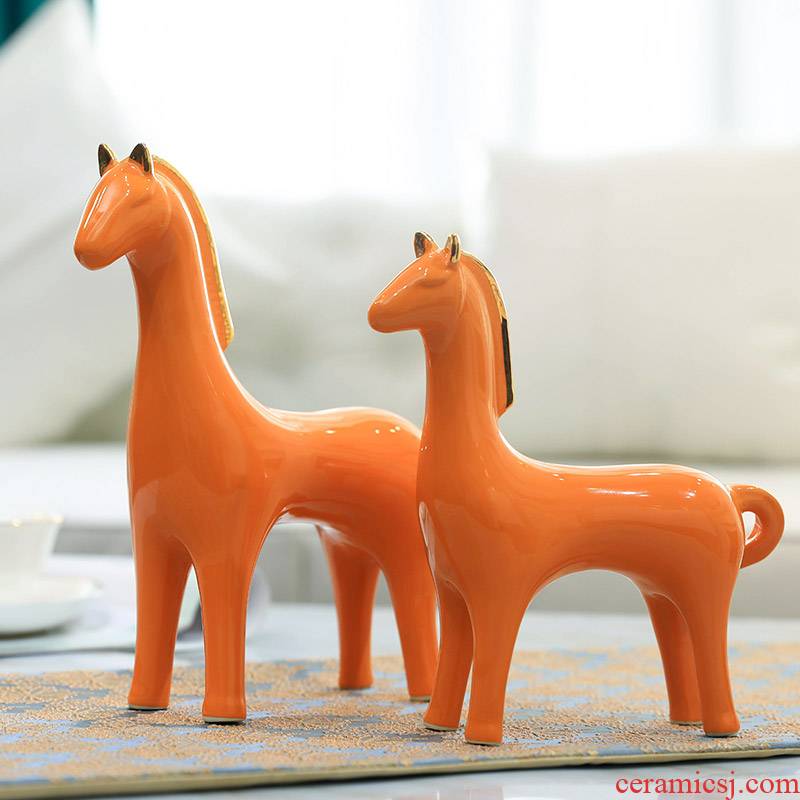 Contracted and I Scandinavian color ceramic horse furnishing articles TV ark, creative arts and crafts gift home sitting room adornment
