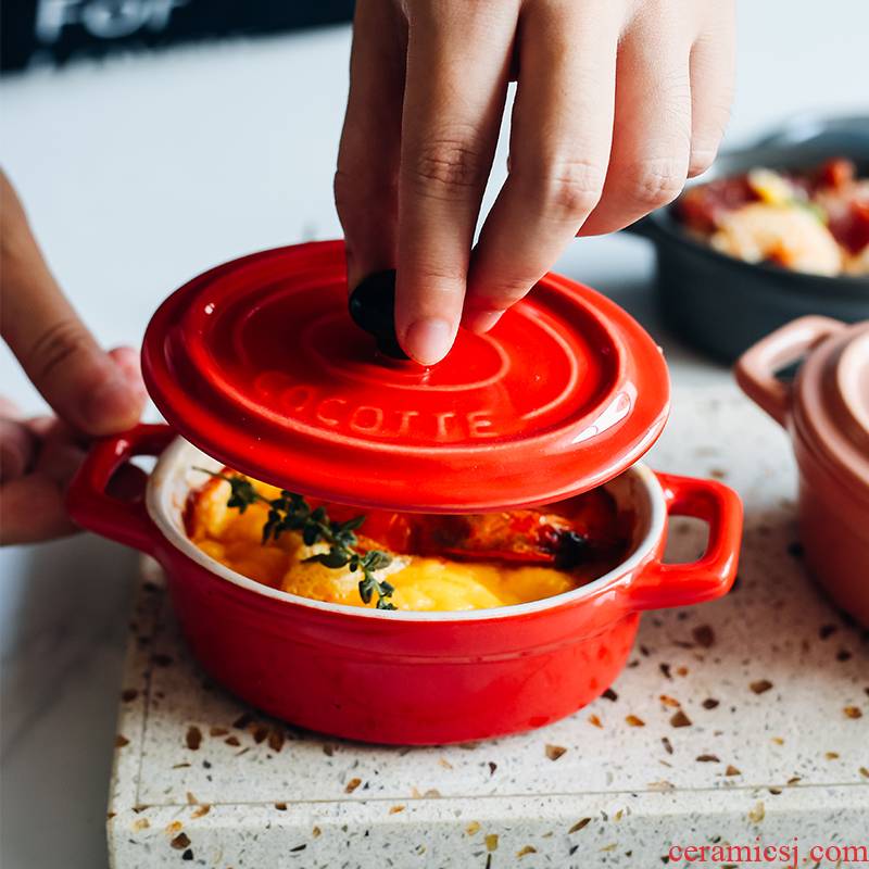 Baking with cover ears of roasted bowl dessert bowl of soup bowl ceramic steamed egg baby bowl dish consisting tureen to hold to high temperature