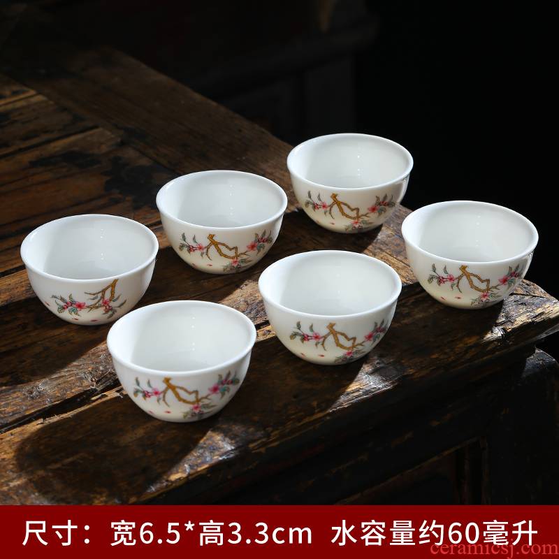 Kung fu master ceramic cups cup Japanese single cup white porcelain sample tea cup of a complete set of pu 'er suet jade small tea light see colour