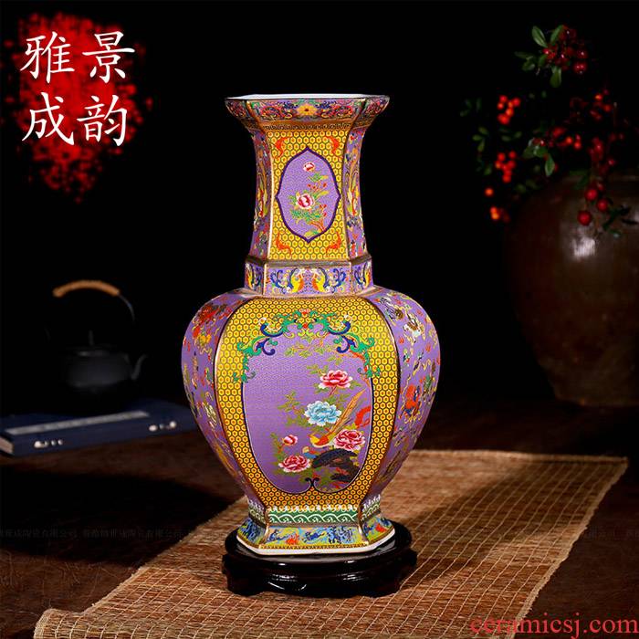 Jingdezhen ceramic powder enamel antique vase up fashion furnishing articles housewarming flower arranging landing crafts sitting room