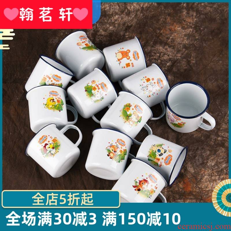 Enamel with cover cup quotation character size retired veteran cadres old water cup ChaGangZi classic nostalgia in the 80 s