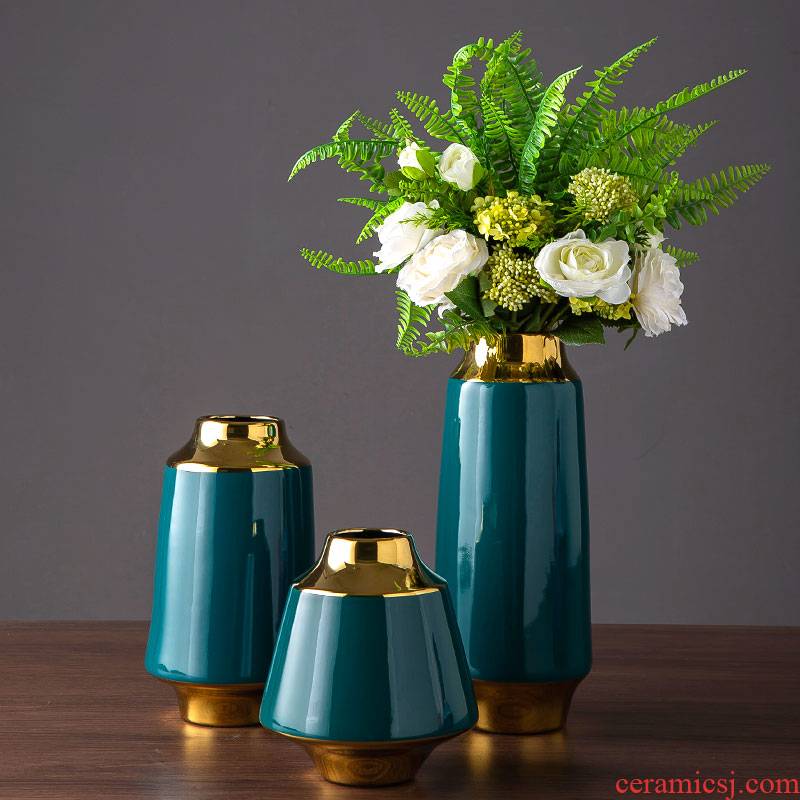 Nordic vase contracted dry flower arranging flowers adornment household living room furnishings jingdezhen ceramic light key-2 luxury furnishing articles flowers