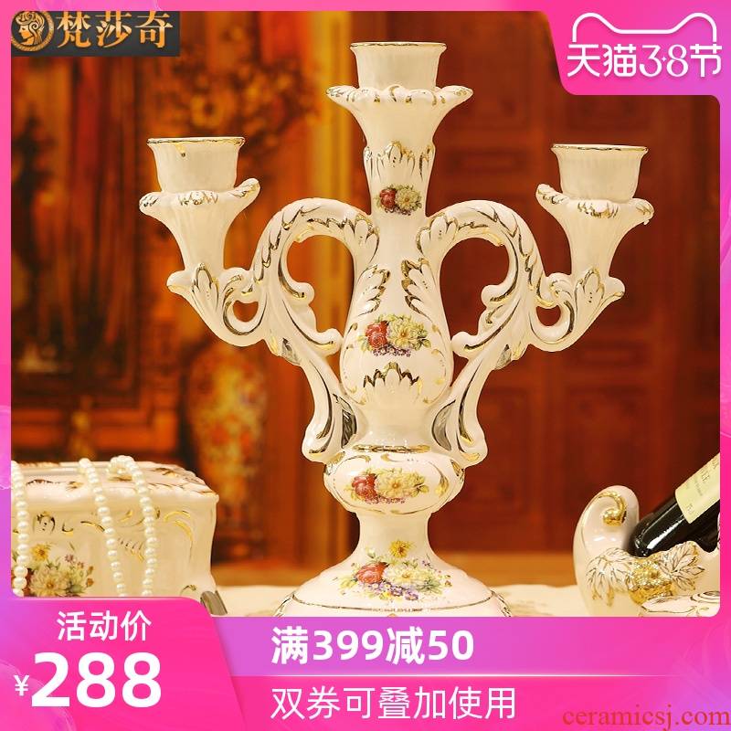 The Vatican Sally 's continental candlestick decoration key-2 luxury furnishing articles retro wedding chandelier based power dinner props ceramic based holders