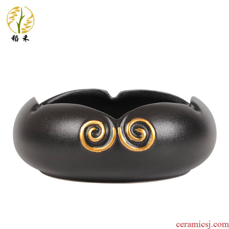Fashion creative ashtray ceramic large sun wukong was Chinese black pottery contracted sitting room tea table household move trend