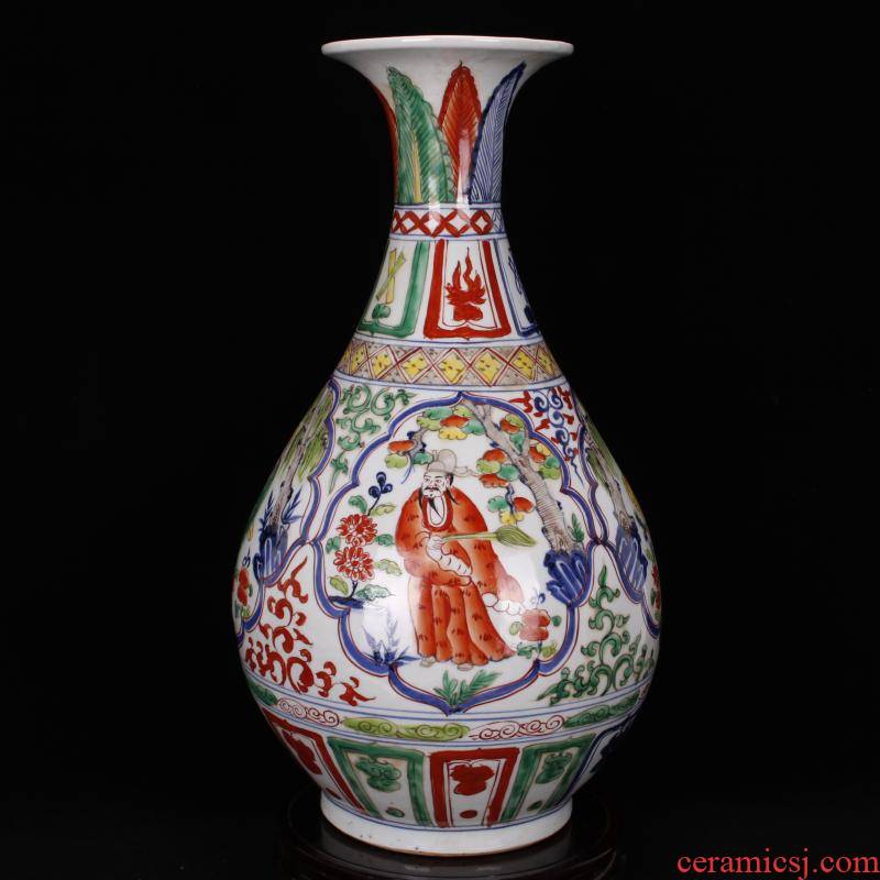 Jingdezhen RMB imitation antique antique color bucket color character lines okho spring retro decoration ceramics old collections