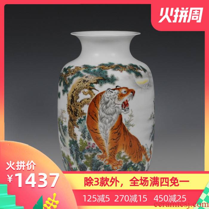 Jingdezhen ceramics powder enamel modern household adornment handicraft furnishing articles vase bottle gourd Zhang Bingxiang landscapes