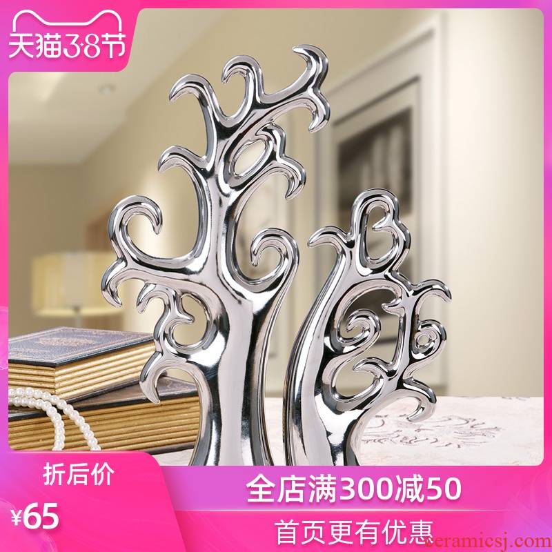 Jingdezhen sequence strong creative household ceramics handicraft TV ark, decoration wedding tree furnishing articles electroplating love make a fortune