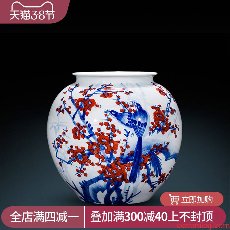 Jingdezhen ceramics pot - bellied pot vase master Chinese antique hand - made porcelain home sitting room adornment is placed