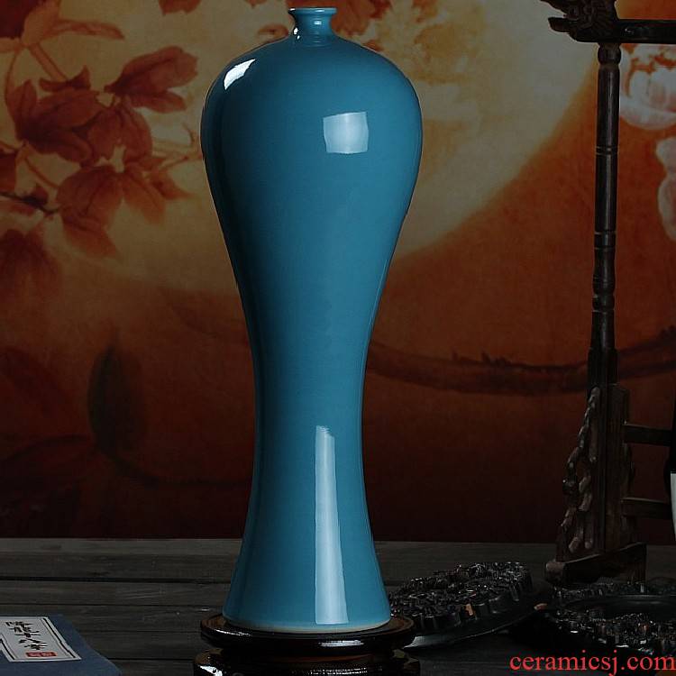 Jingdezhen ceramics vase sitting room place modern creative fashion peacock blue beauty bottle home crafts