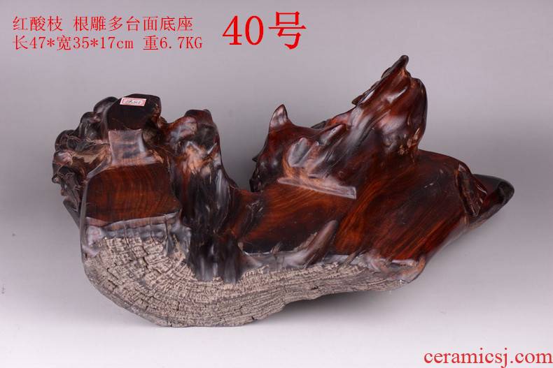 Red rosewood carving root carving handicraft furnishing articles stone vases, purple sand teapot base can be excavated base of solid wood