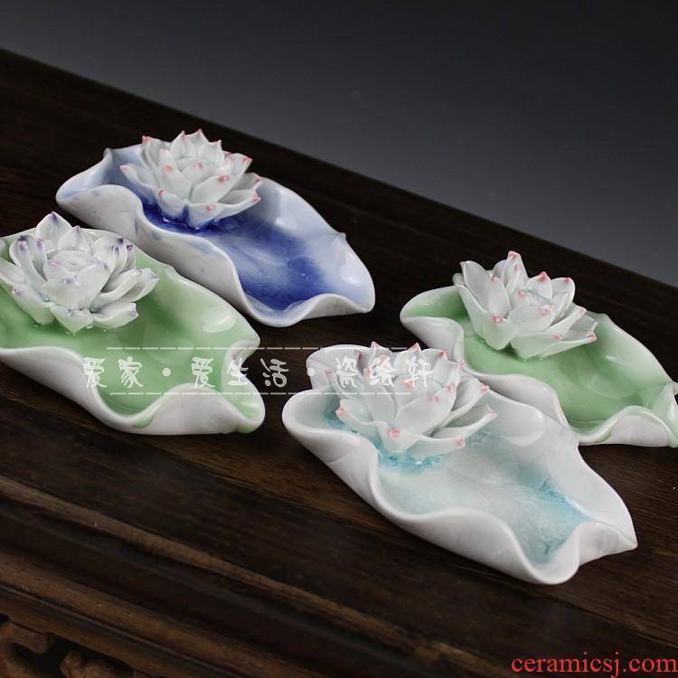 Jingdezhen porcelain lotus fragrance put desk tray incense inserted sweet home plate in joss stick vertebral fragrant lotus incense buner