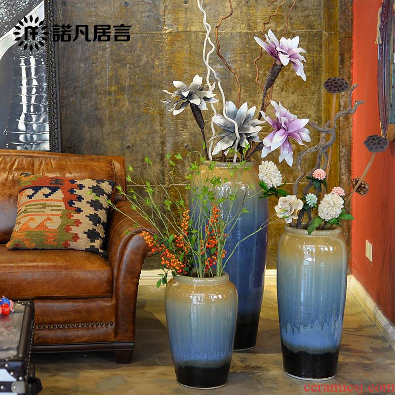 Ceramic vase color glaze up landing European - style villa hotel sitting room place large vases, dried flower simulation flowers