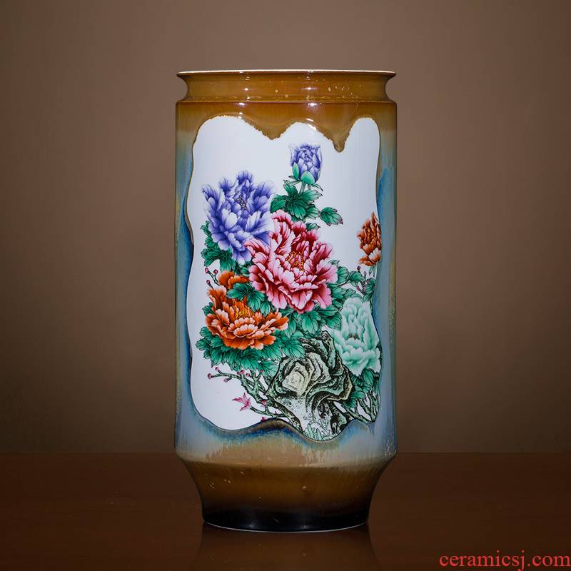 Jingdezhen ceramics, vases, flower arrangement and calligraphy cylinder scroll cylinder large decorative home sitting room decorate floor furnishing articles