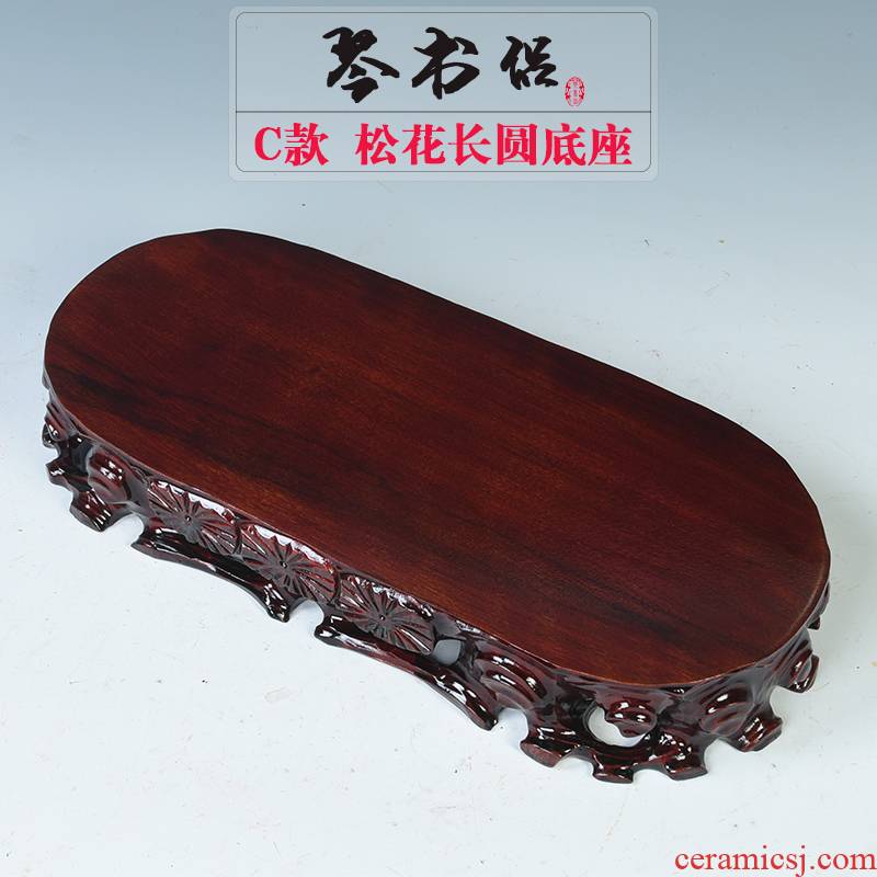 Wooden base root carving stone base solid wood can be excavated flowers miniascape base mount taishan stone base jade stone base