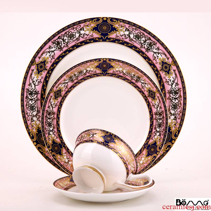 Pink monster suu British European middle - grade ipads porcelain steak plate flat palace hotel example room decoration tableware sell like hot cakes