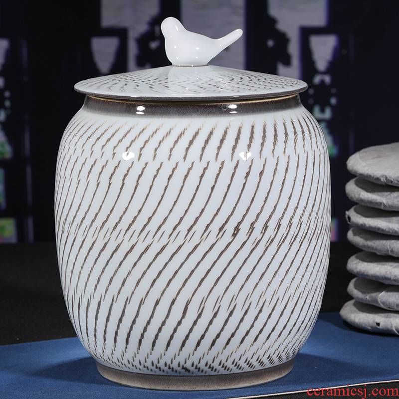 Jingdezhen ceramic white tea pot receives puer tea cake seal 357 g tea cake large box