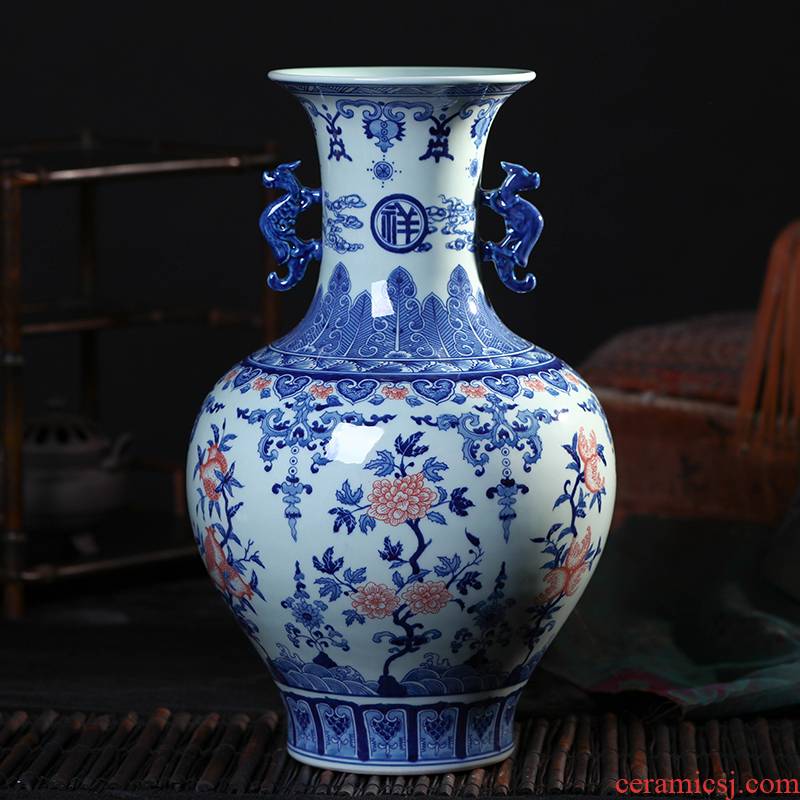 Blue and white porcelain of jingdezhen ceramics hand - made vases furnishing articles flower arranging porcelain household act the role ofing is tasted antique Chinese style living room