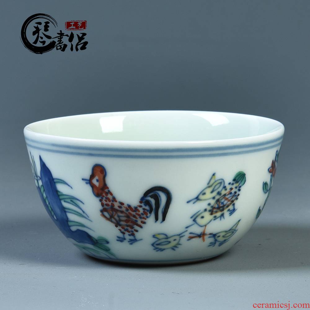 Pianology picking Ming chenghua chicken color bucket cylinder cup of jingdezhen porcelain antique crafts home decoration furnishing articles