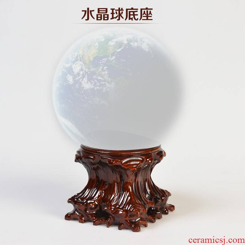 Pianology picking crystal ball base wood carving stone can be excavated convex solid wood base gourd egg holder base