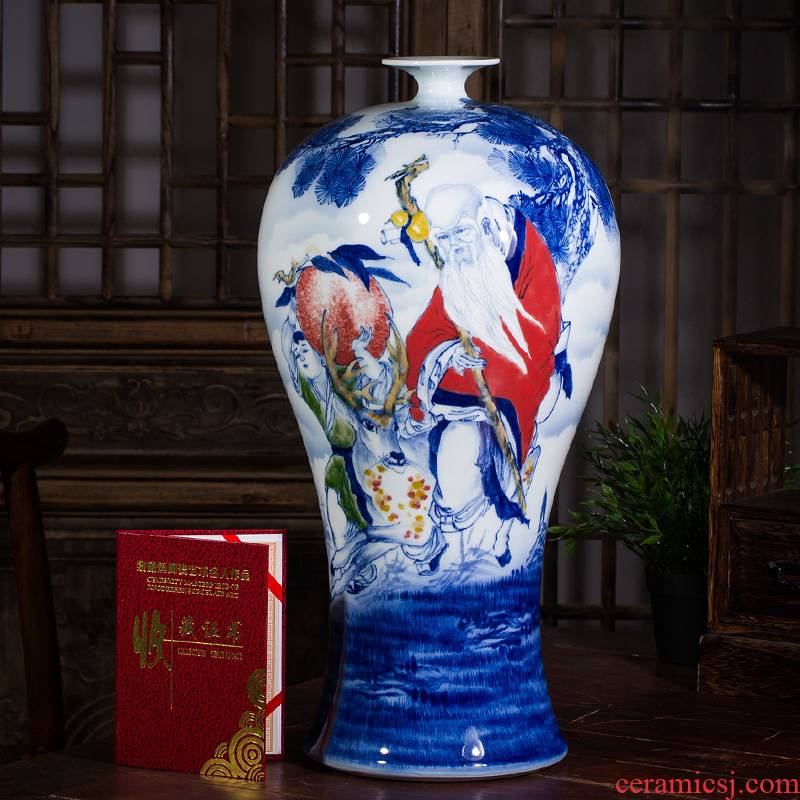 Jingdezhen ceramic porcelain enamel famous hand - drawn characters vase ferro, ShouXi home sitting room adornment is placed