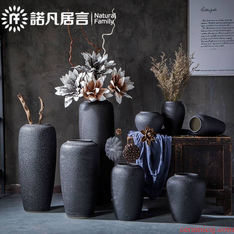 Jingdezhen ceramic vase landed furnishing articles coarse pottery European contracted dry flower arrangement sitting room hotel ins creative restoring ancient ways