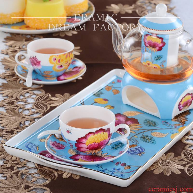 The Dao yuen court dream ipads China tea tea set suit European household flower pot heating heat resistant glass based fruit tea POTS