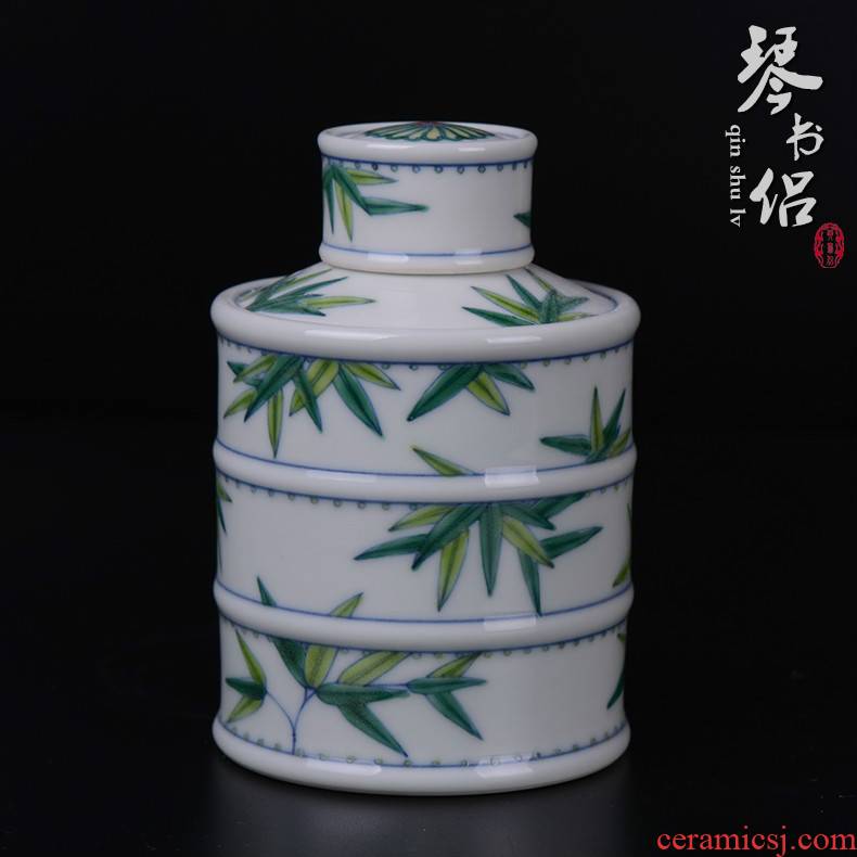 Pianology picking archaize of jingdezhen porcelain furnishing articles of handicraft bucket color bamboo tea pot home daily