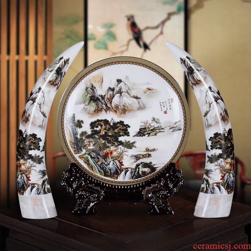 Jingdezhen ceramics modern pastel large ivory three - piece vase fashion home decoration crafts