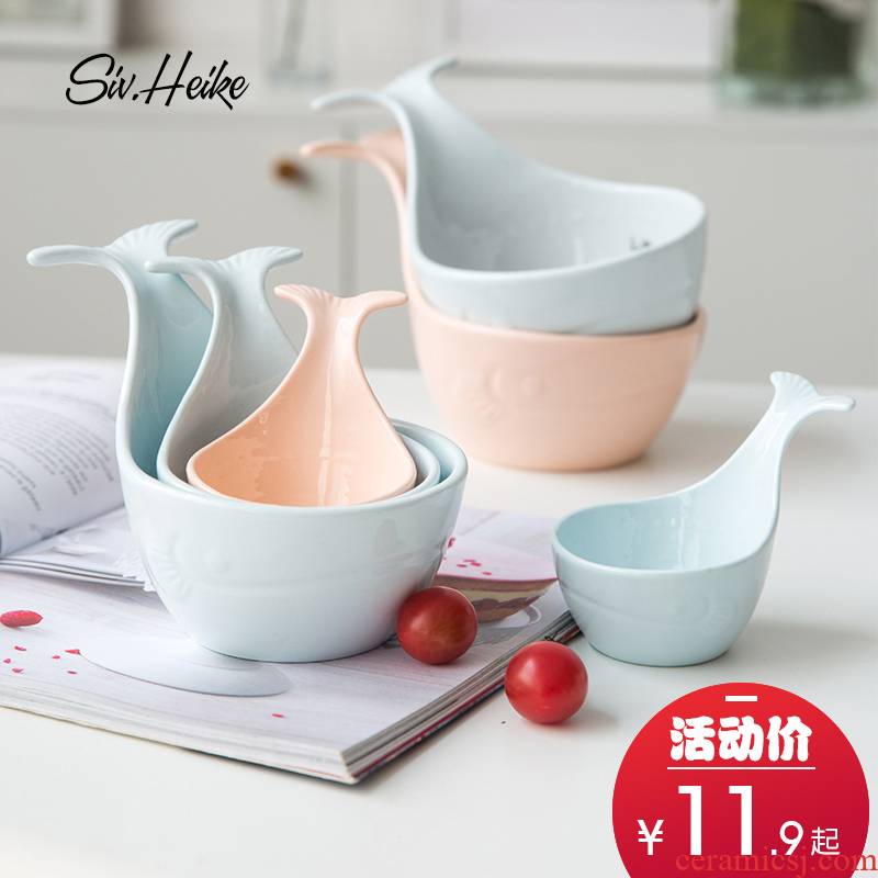 Japanese creative lovely home whale tableware ceramic bowl dessert snacks snacks grilled breakfast bowl bowl such as dishes
