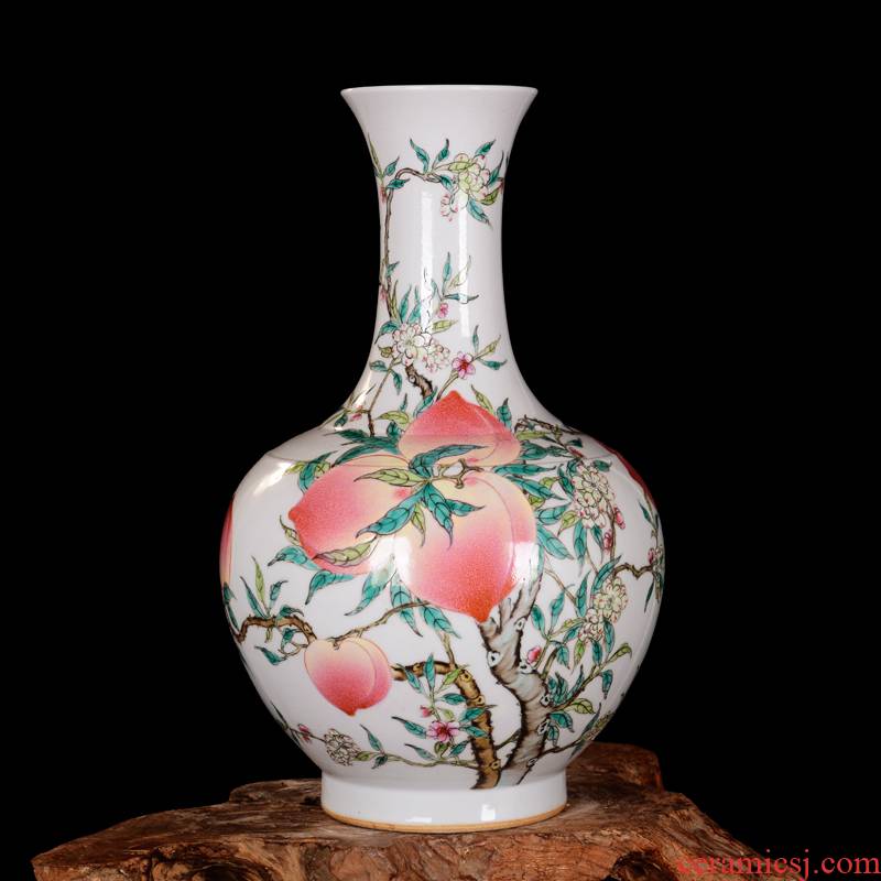 Jingdezhen high - end antique hand - made ceramics vase peach design home decoration crafts are sitting room