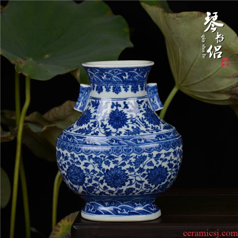 Pianology picking jingdezhen manual hand - made antique pottery and porcelain vases, home act the role ofing imitation up porcelain branch penetration ears