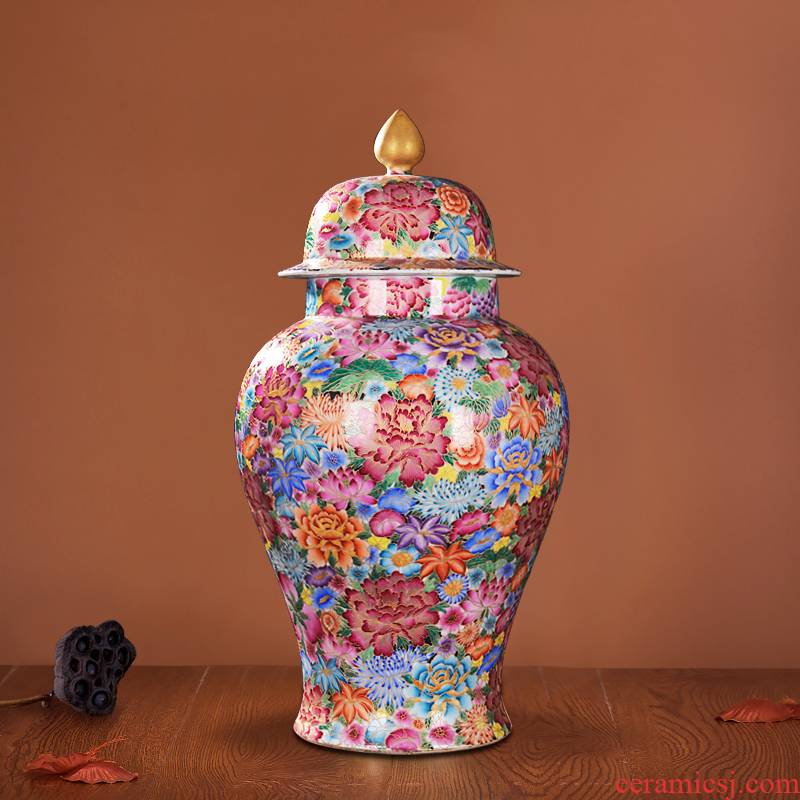 Jingdezhen ceramics high - end antique qianlong archaize pinch silk flower vases, general tank decorative crafts