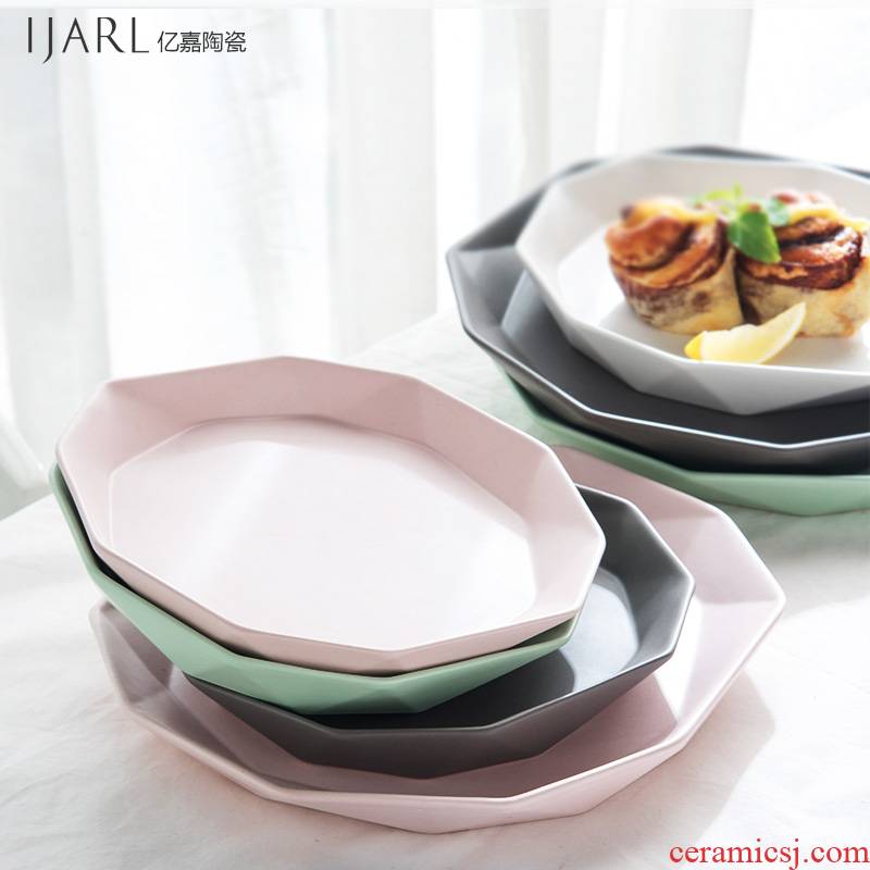 Porcelain soul creative geometric diamond, Korean steak plate western dessert plate ceramic tableware suit 0