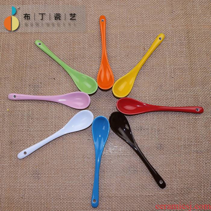 Color coffee spoon, coffee spoon, spoon, long handle ceramic spoon seasoning spoon stirring spoon, spoon, spoon