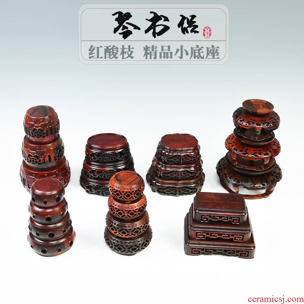 Red acid twigs base solid wood are it base bonsai base wooden wooden jade Buddha base base