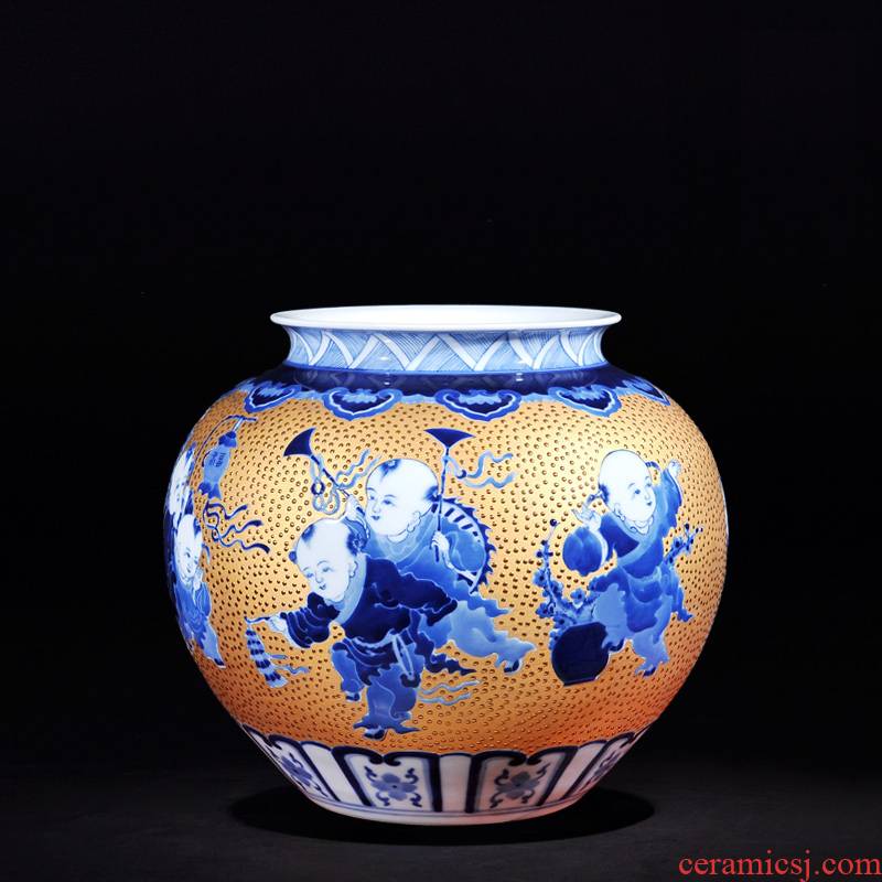 Jingdezhen ceramics high - end antique hand - made with jinlong general tank sitting room new home decoration furnishing articles TV ark